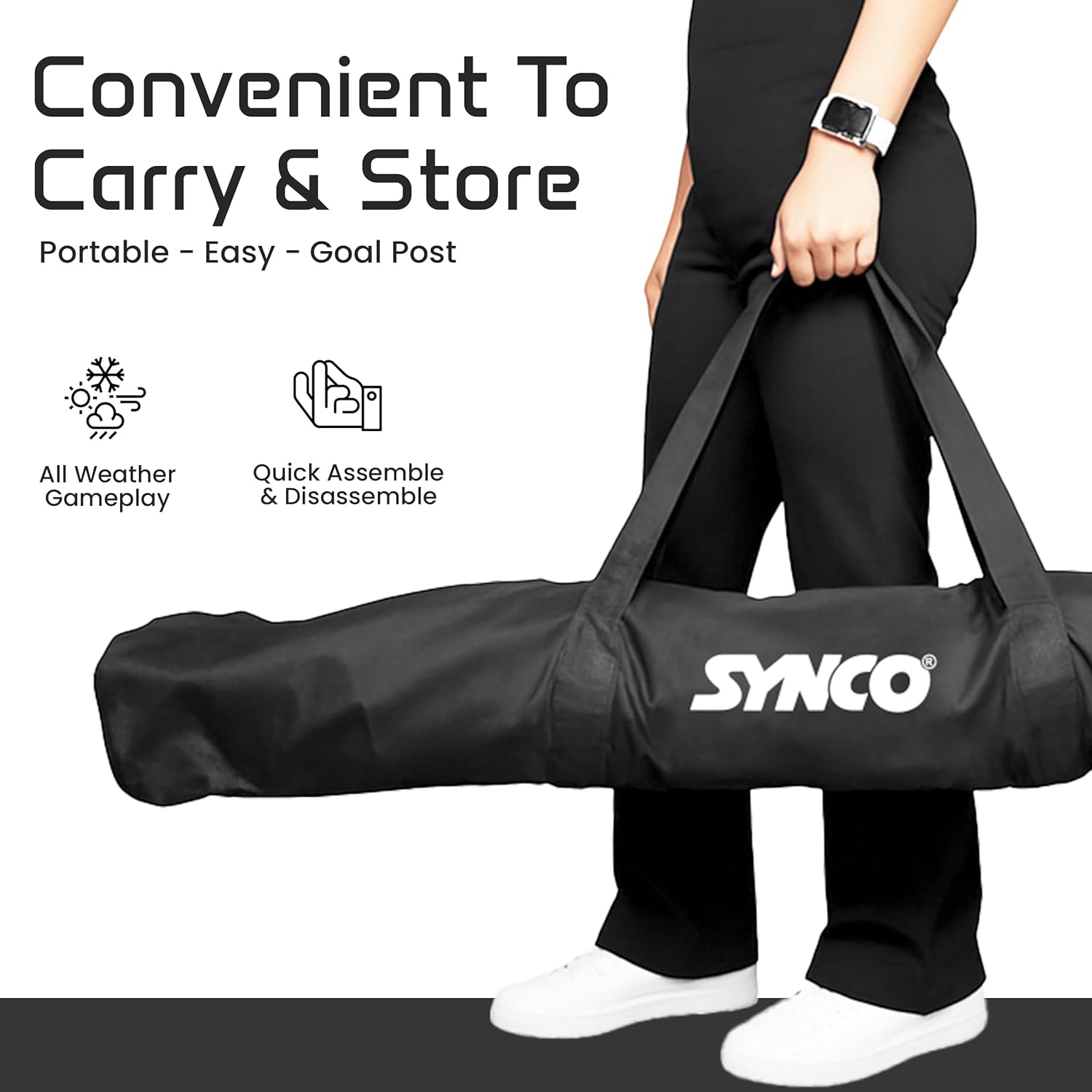 Synco Fußballtor 120x60 cm für Kinder – Tragbares Tor mit Tasche 1041
