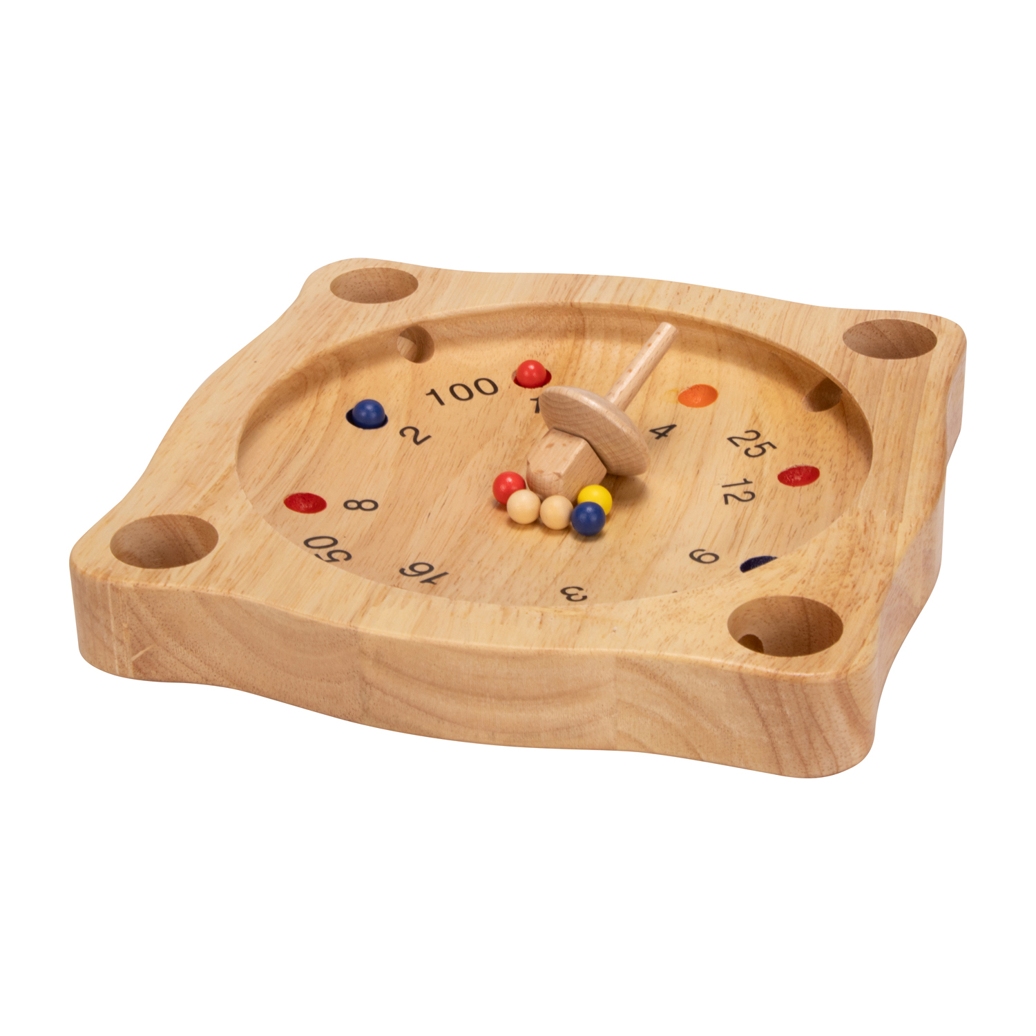 Tiroler Roulette aus Holz mit Kreisel und Holzkugeln, Bauernroulette 22 x 22 cm - 7958