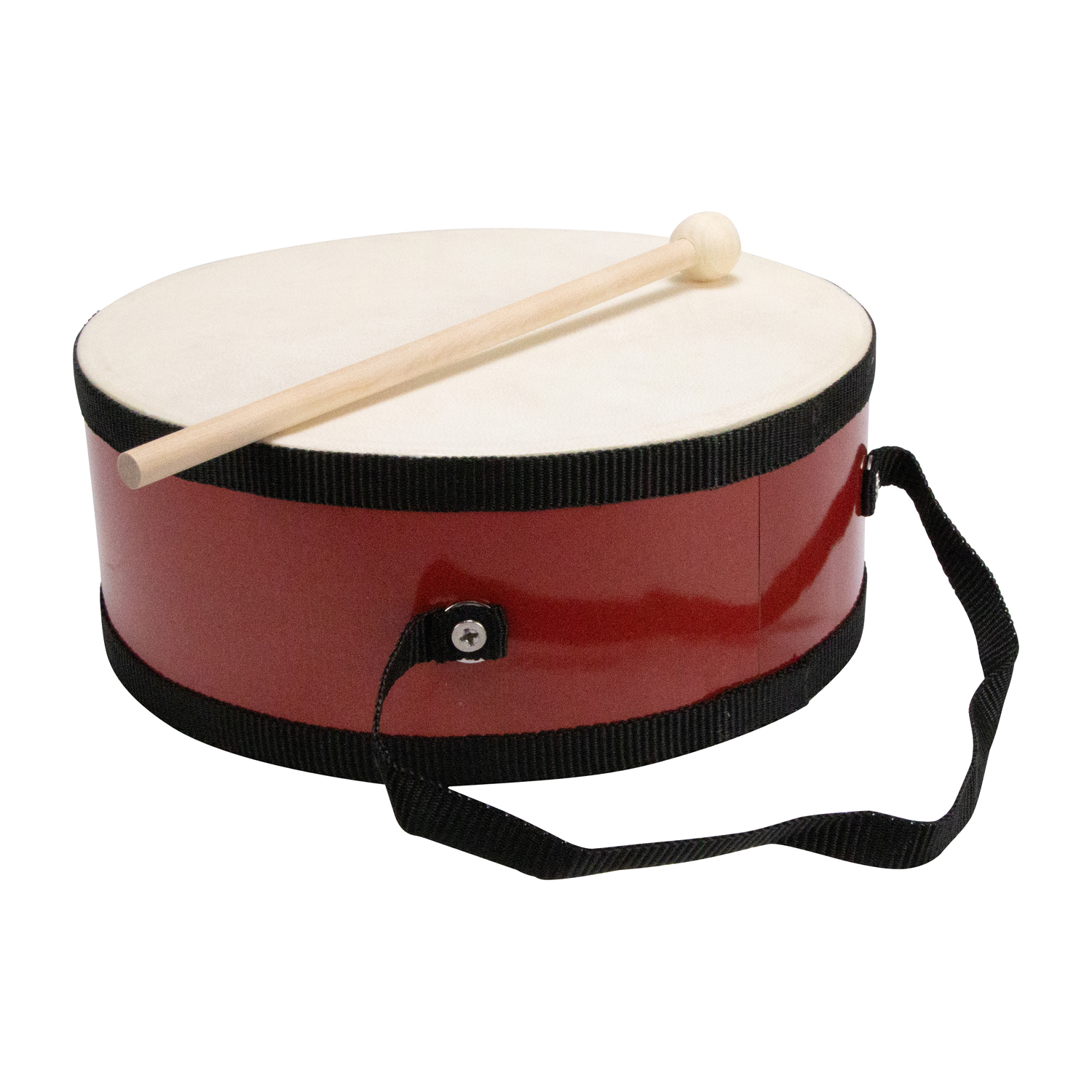Kindertrommel aus Holz – 20 cm mit Griff & Trommelstock - 3847