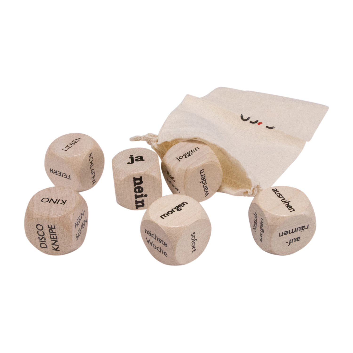 GICO Entscheidungswürfel Set mit Wann Würfel, Haushalts Würfel, was tun, was Machen wir, Freizeit und ja-Nein-Jain Würfel E-Set