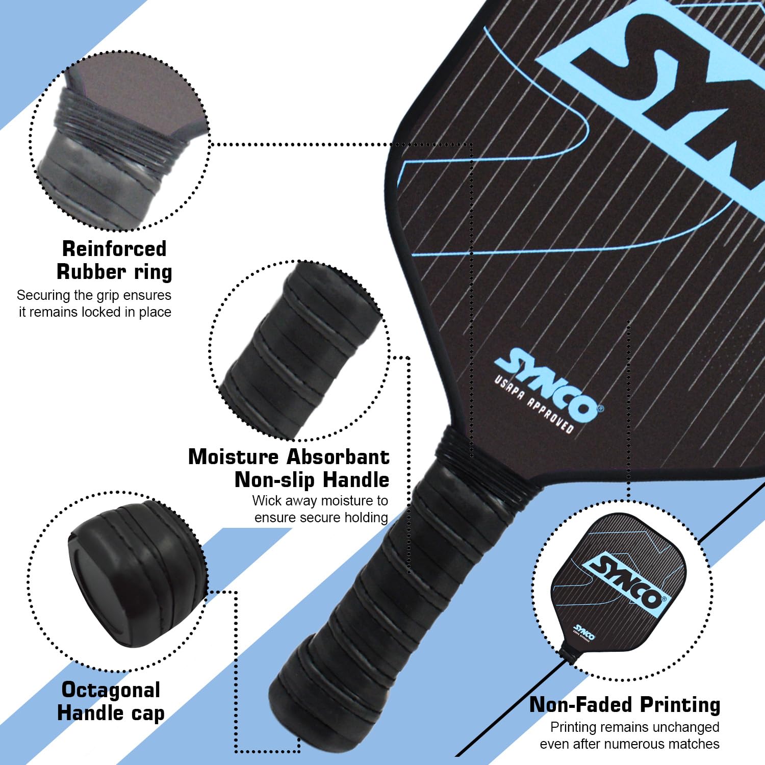 Synco Pickleball Set 2 Fiberglas Schläger & 2 Pickleball 1061