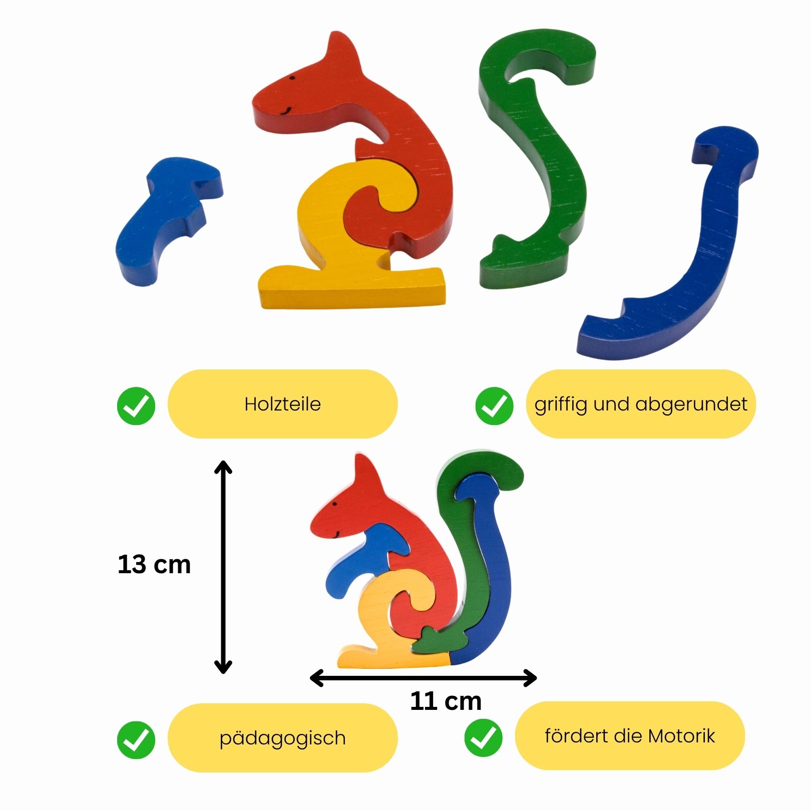 Tier Holzpuzzle Eichhörnchen für Kinder -  3929
