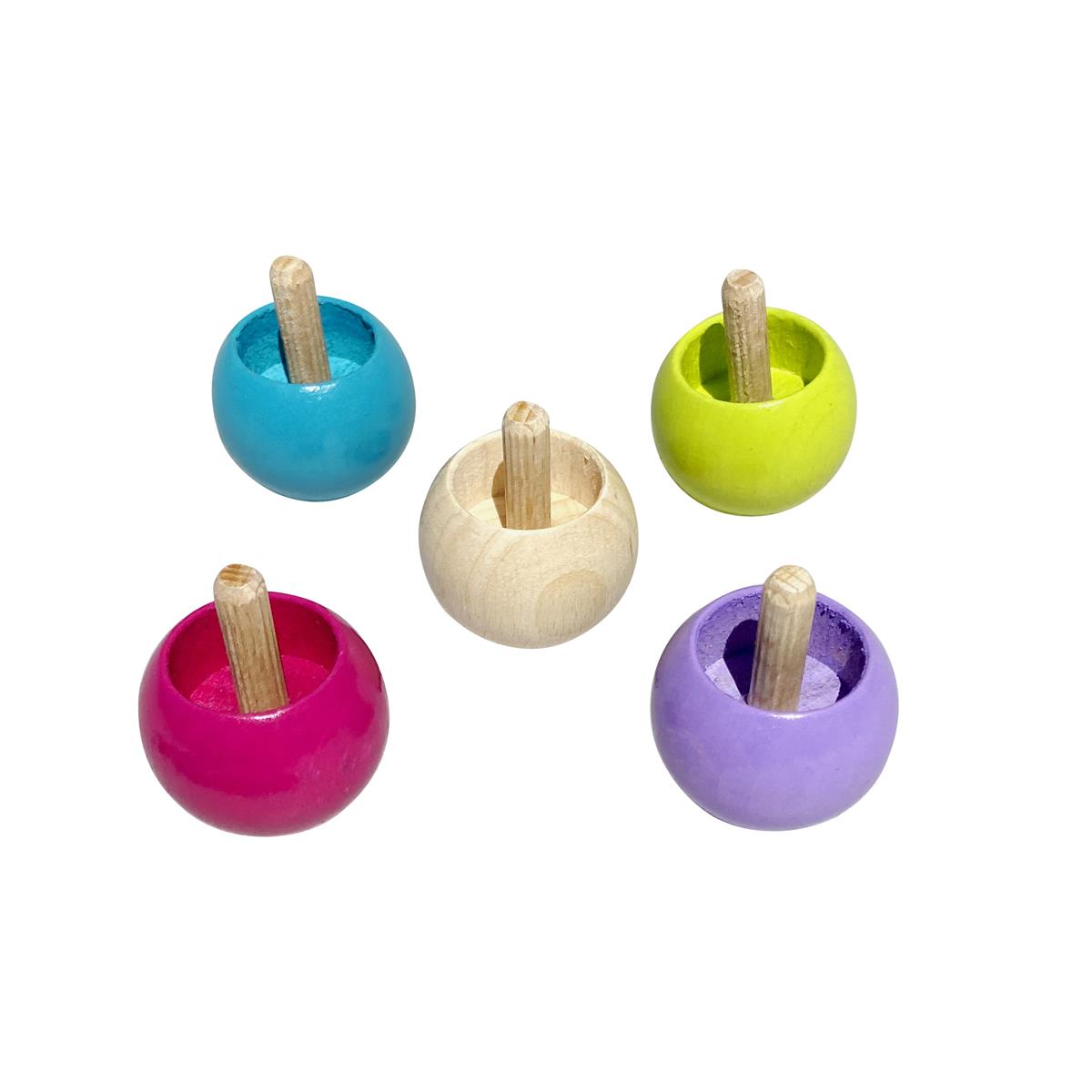 GICO Umkehrkreisel Holz Stehauf Kreisel - Set mit 4 pastell, 1 natur