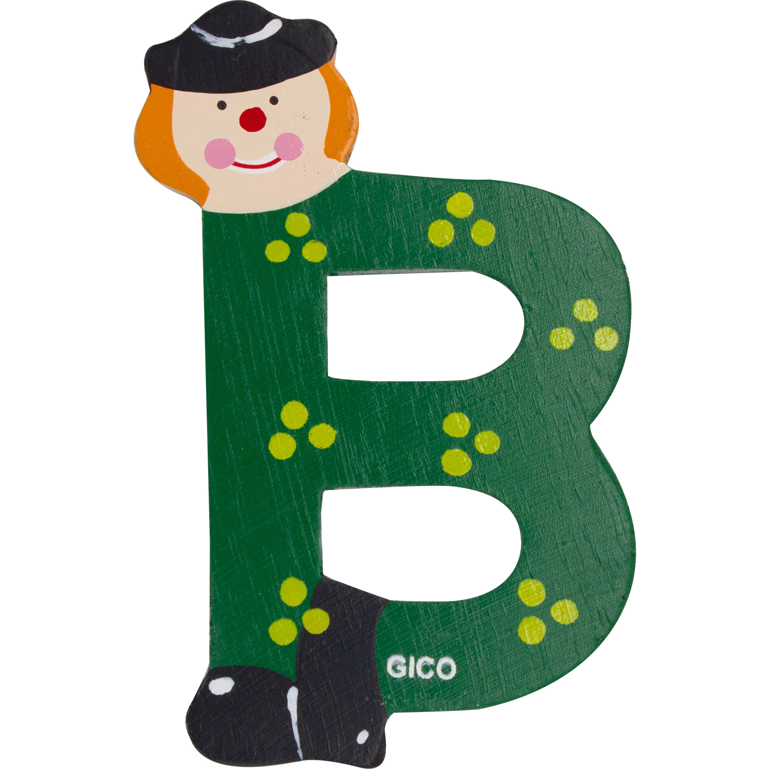 Clown Buchstaben aus Holz für das Kinderzimmer  A-Z 9 cm B