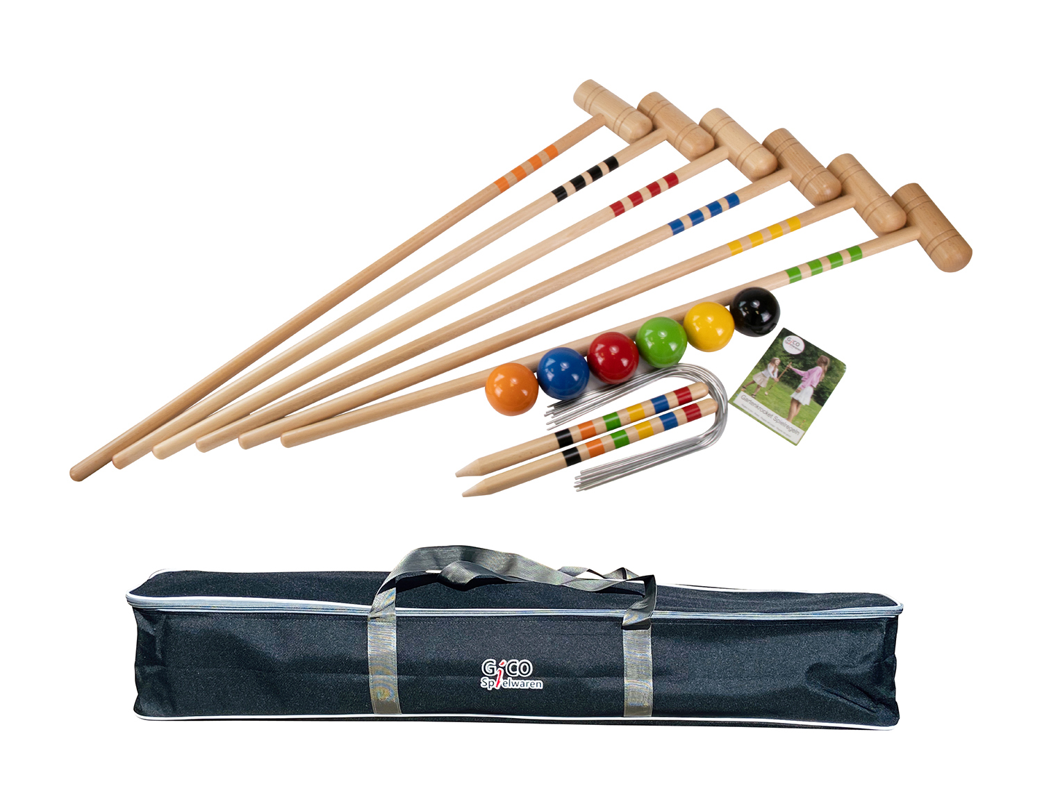 GICO Krocket Set Adult 6 Spieler ( Erwachsenen Länge 100cm ) in Transporttasche 3246
