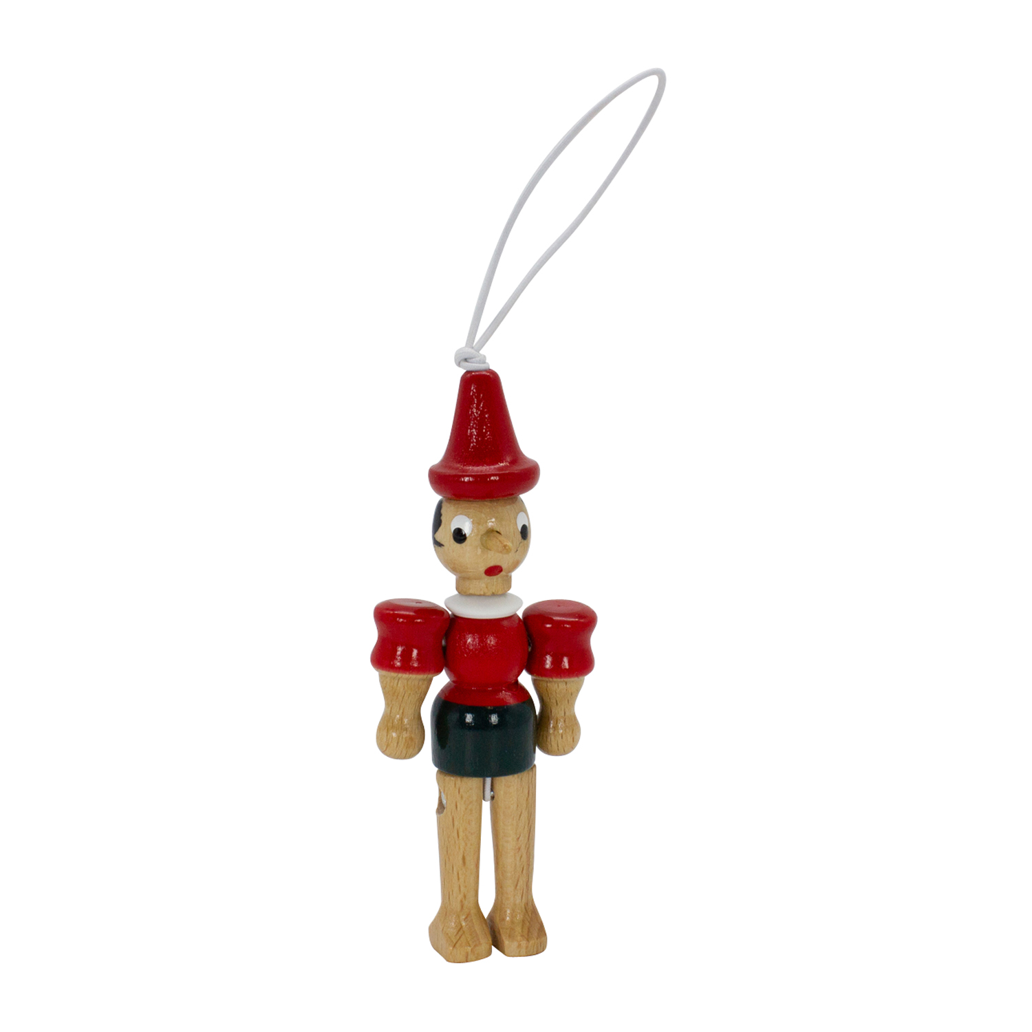Pinocchio Figur aus Holz mit Gummiband, Länge 10 cm + Gummiband 6,5 cm - 9009