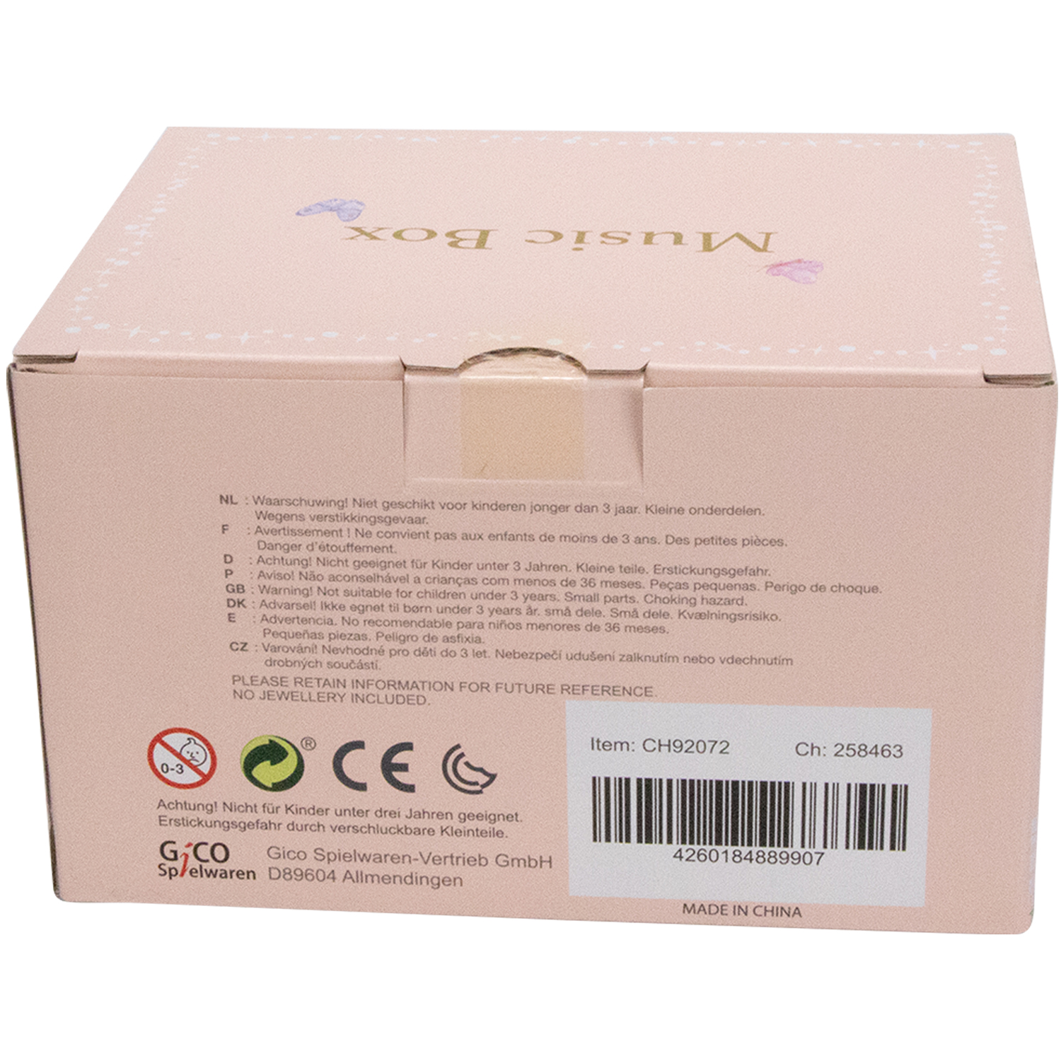 Ballerina Schmuckkästchen Rosa – Spieluhr mit Einhornmotiv - 92072