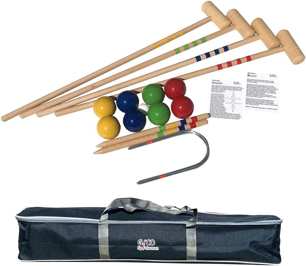 GICO KROBOC - 2 Spiele in 1 - Krocketspiel Croquet und Boccia Spiel im Set -3108