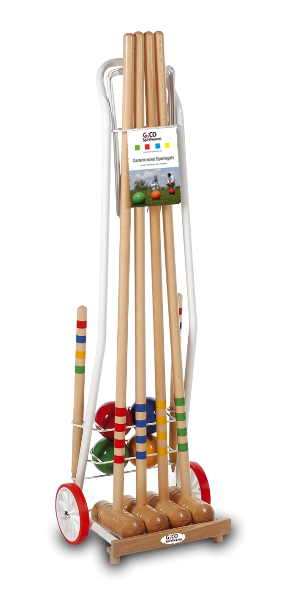 GICO Krocket Set Adult 4 Spieler Transportwagen (Erwachsenenlänge 100cm) - Qualitätsware made in EU 3124