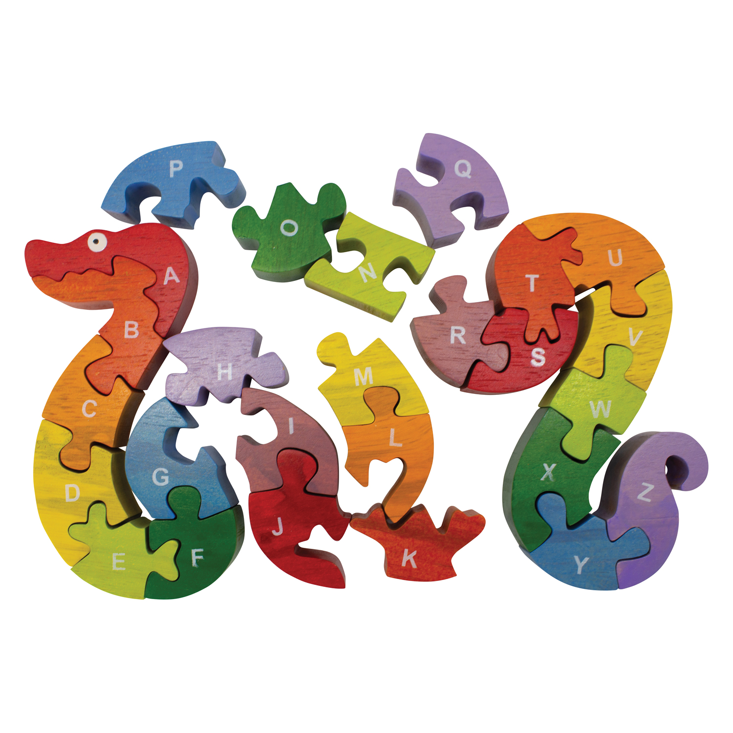 A-Z Puzzle Schlange, Alphabet 26 -tlg Holz lasiert, 2. Wahl - 2901
