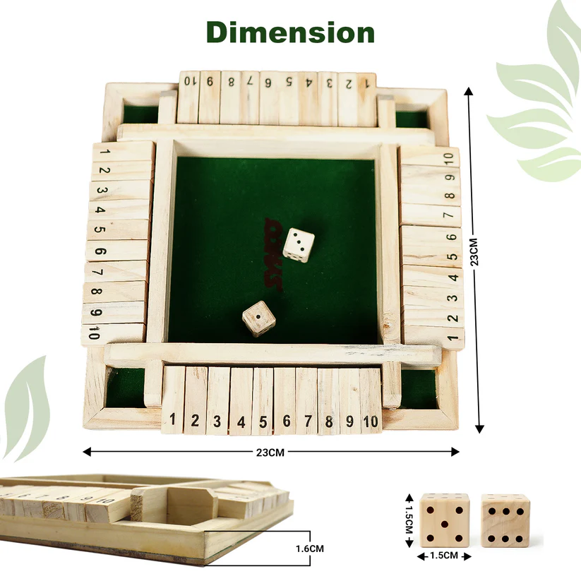 Shut the Box , Holz, 4 Personen, Musterware