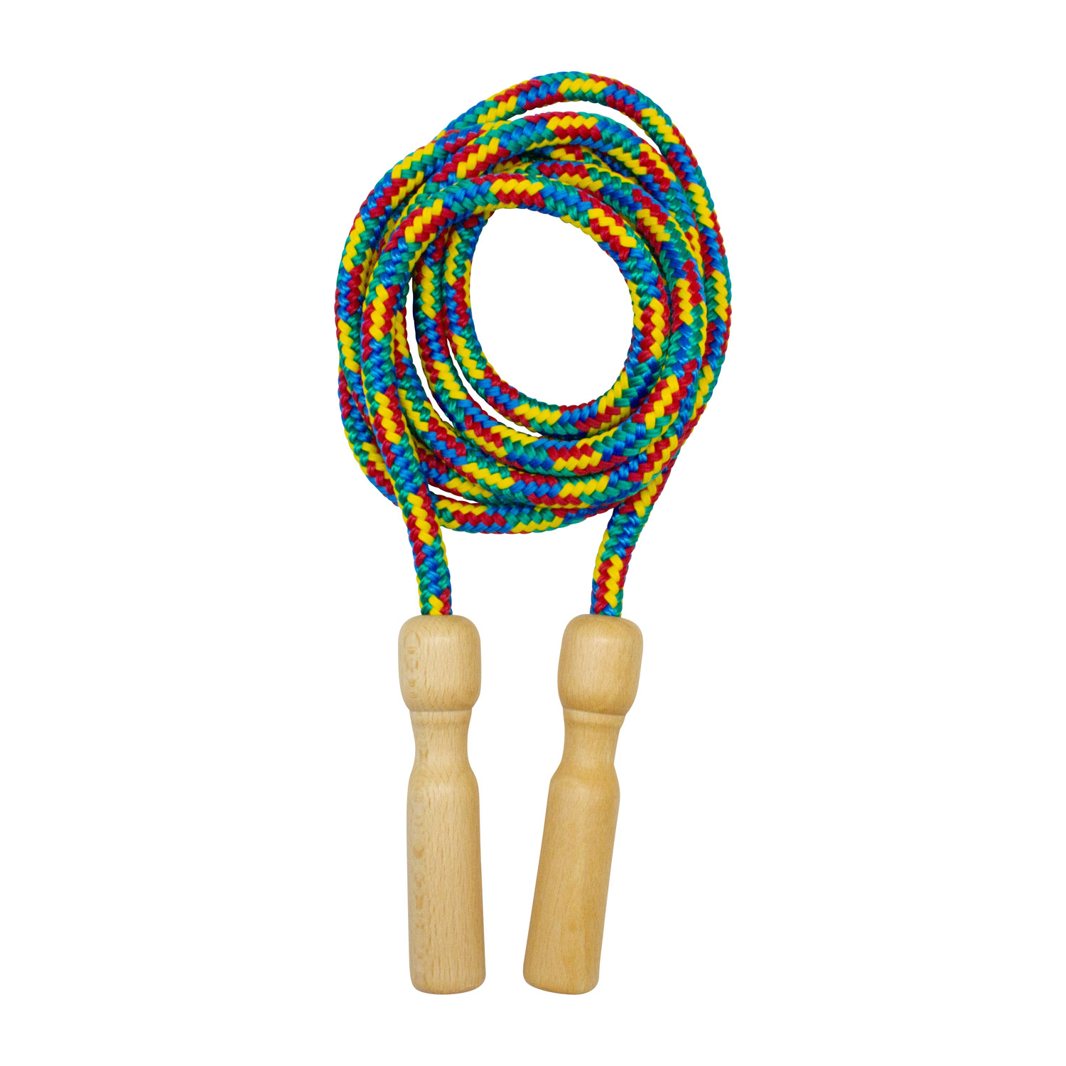 GICO Springseil aus Holz, Multicolor, 250 cm, Holzgriff Springseil Hüpfseil Seilspringen - Qualität Made in Germany - 3004