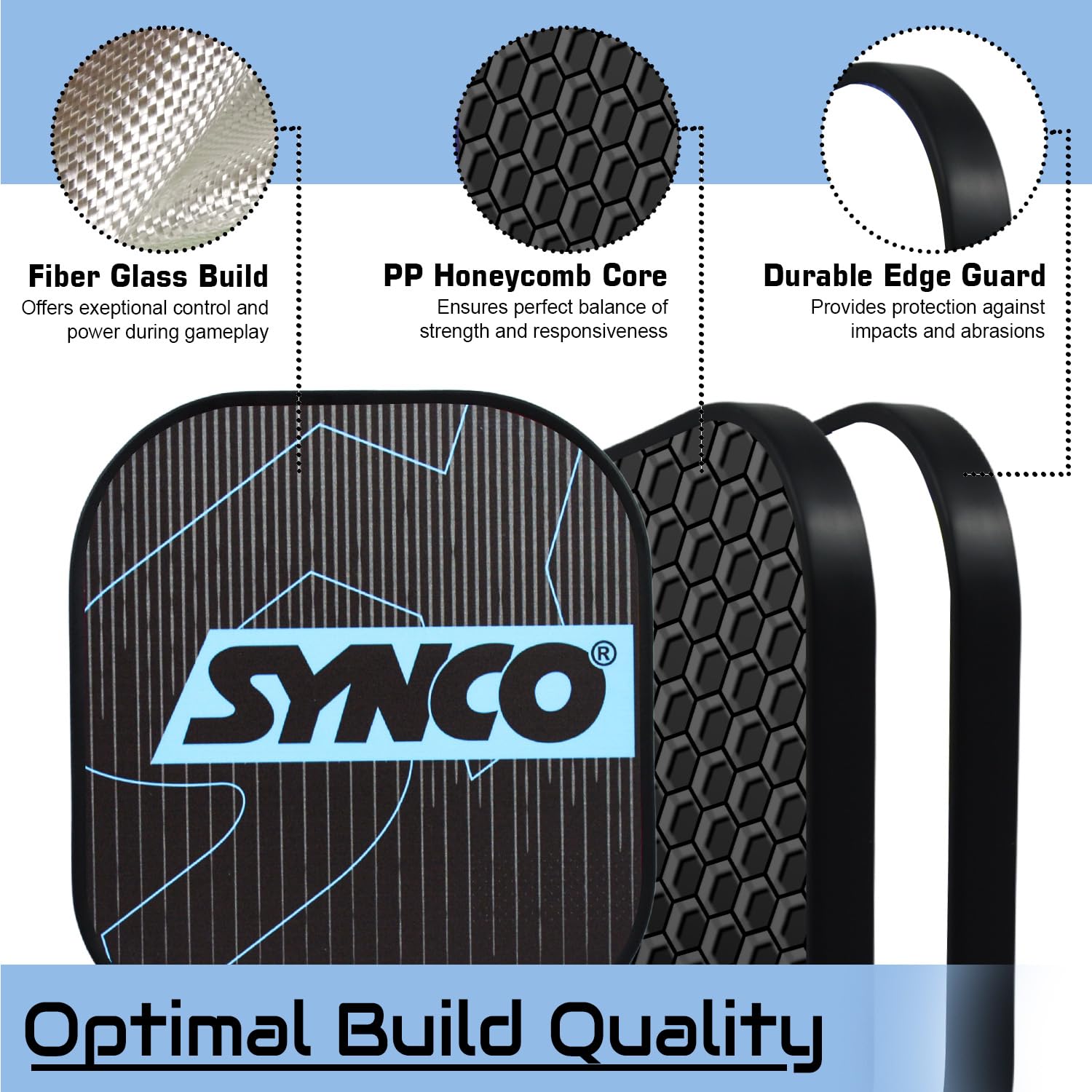 Synco Pickleball Set 2 Fiberglas Schläger & 2 Pickleball 1061