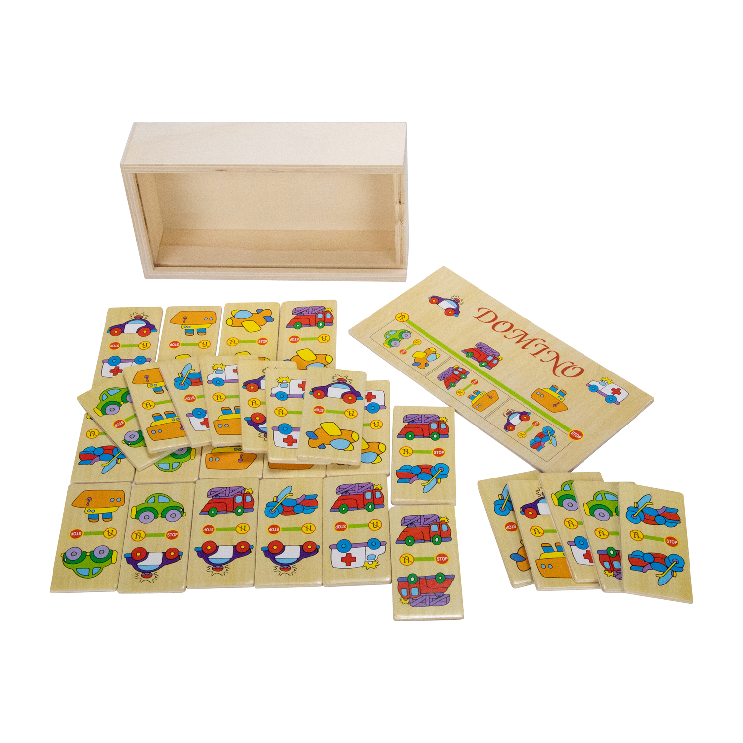 GICO Holz Domino Fahrzeuge für Kinder und Erwachsene für Zuhause oder als Reisespiel - 7968