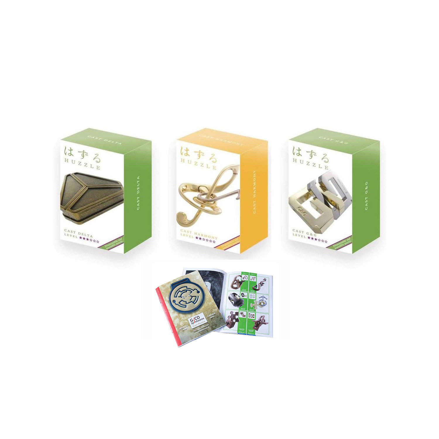 Huzzle Cast Puzzle Geschenkset No.9 Delta, Harmony, G&G - SG 2-3 + Huzzle Flyer