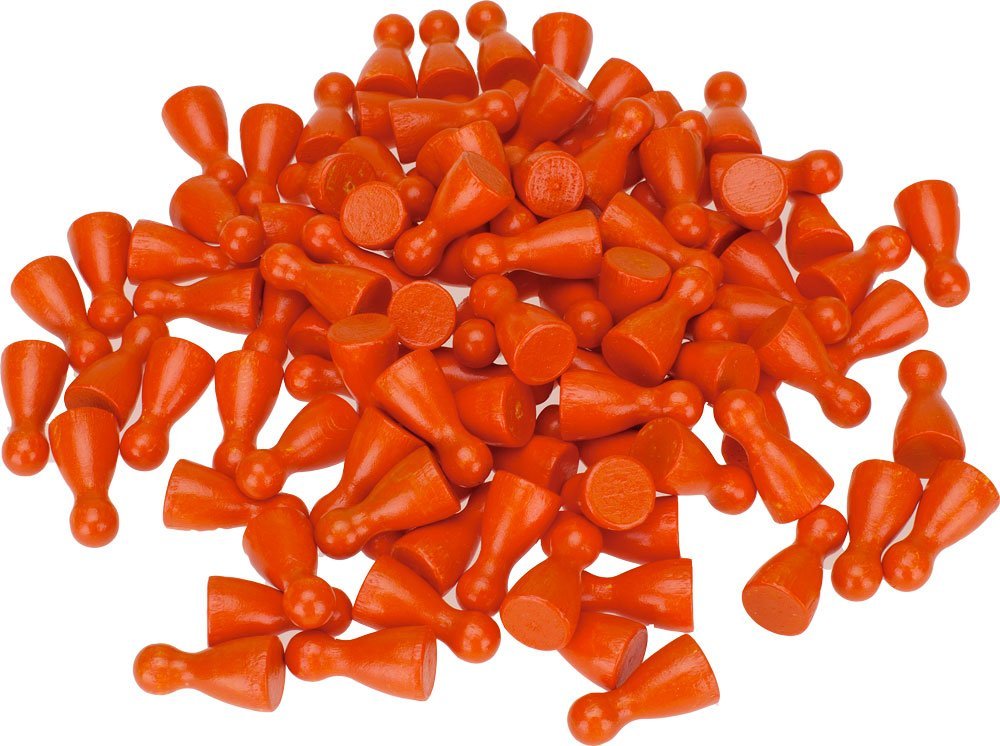 100er Pack Halmakegel Spielkegel sortenrein aus Holz poliert 24x12 mm (Orange)- 2145