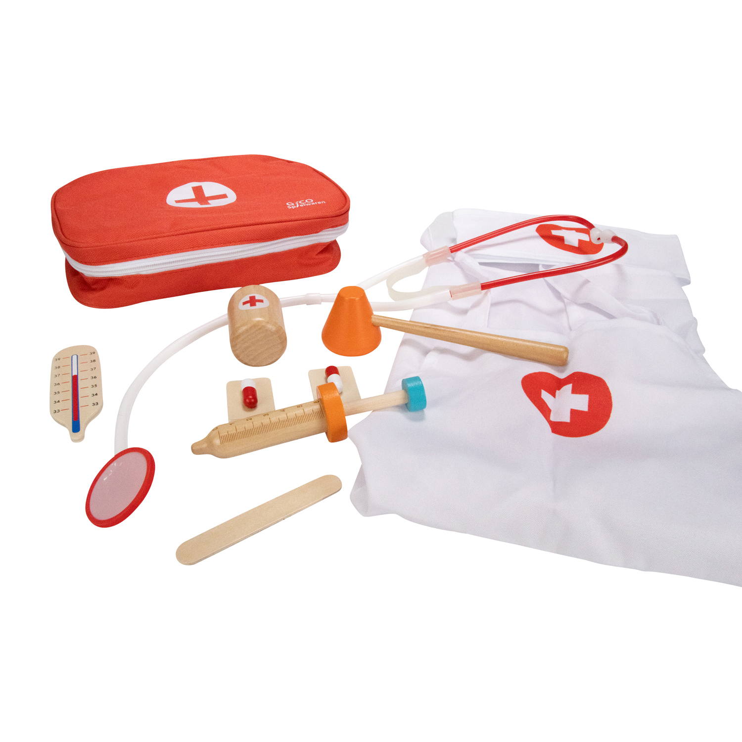 Kinder Arztkoffer Doktorkoffer Arztköfferchen für Jungen und Mädchen mit Stethoskop, Schürze, Stirnband etc. - 18240