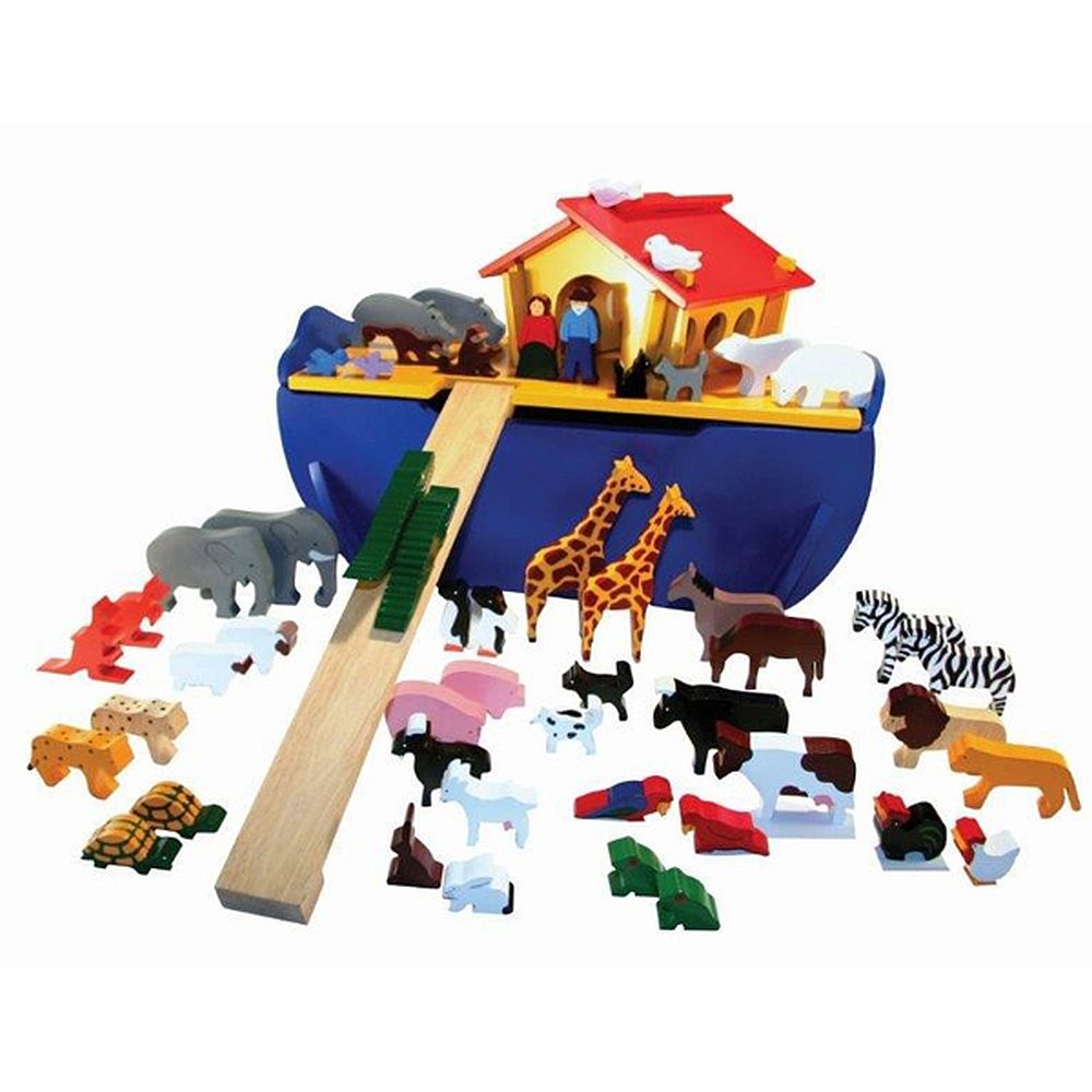Arche Noah mit vielen Figuren aus Holz 2908