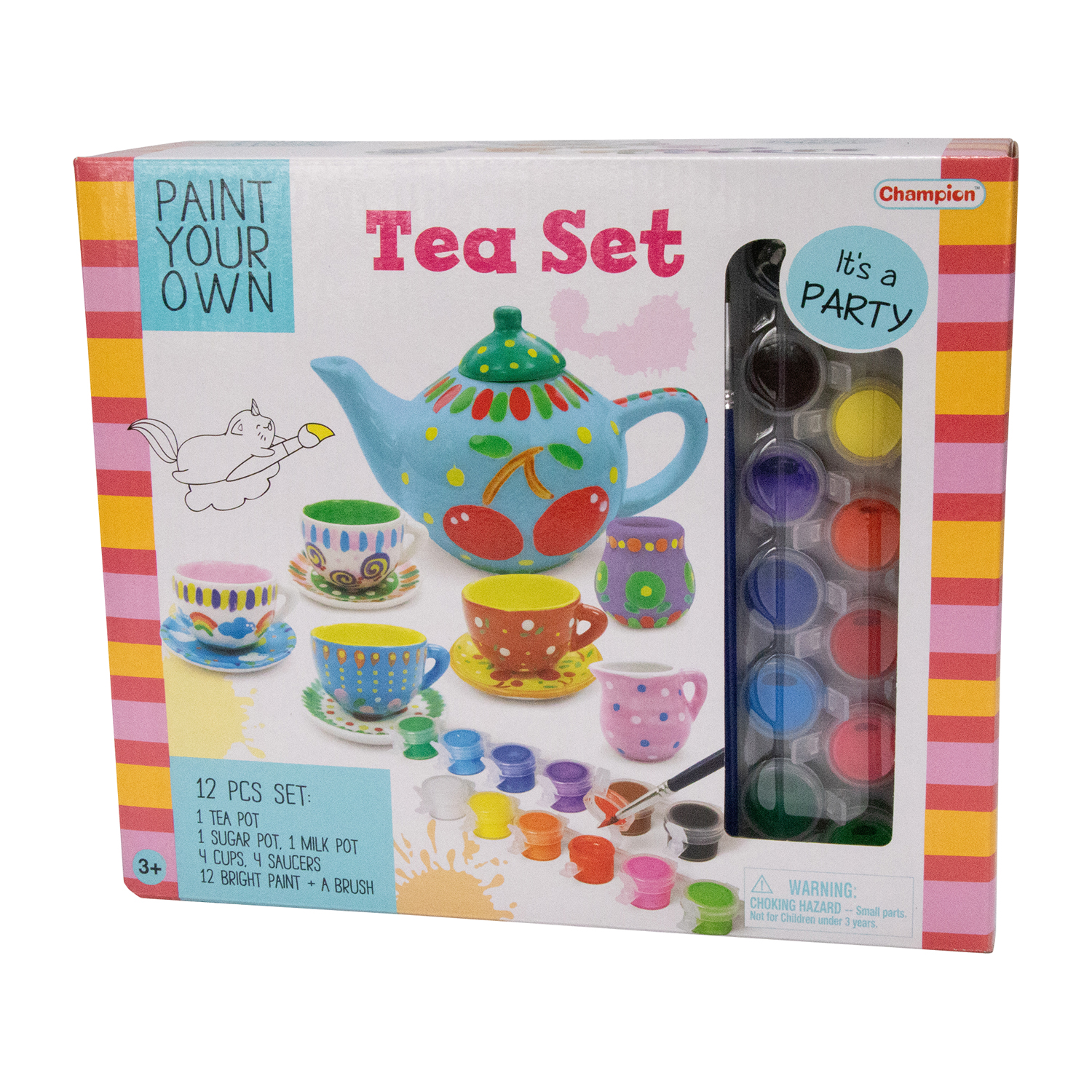 GICO Kinder DIY Tee Set Teeservice zum Bemalen Mädchen Jungen Kinder Geschenk Teeset Bastelset zum selber basteln und gestalten DIY-63