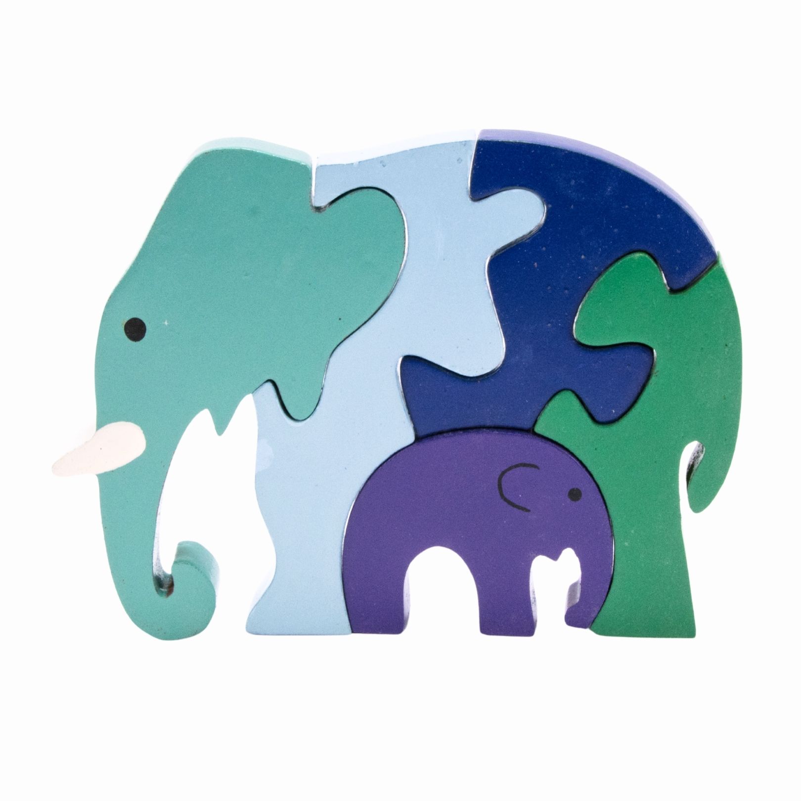 Tier Holzpuzzle Elefantenfamilie pastell für Kinder -  3940