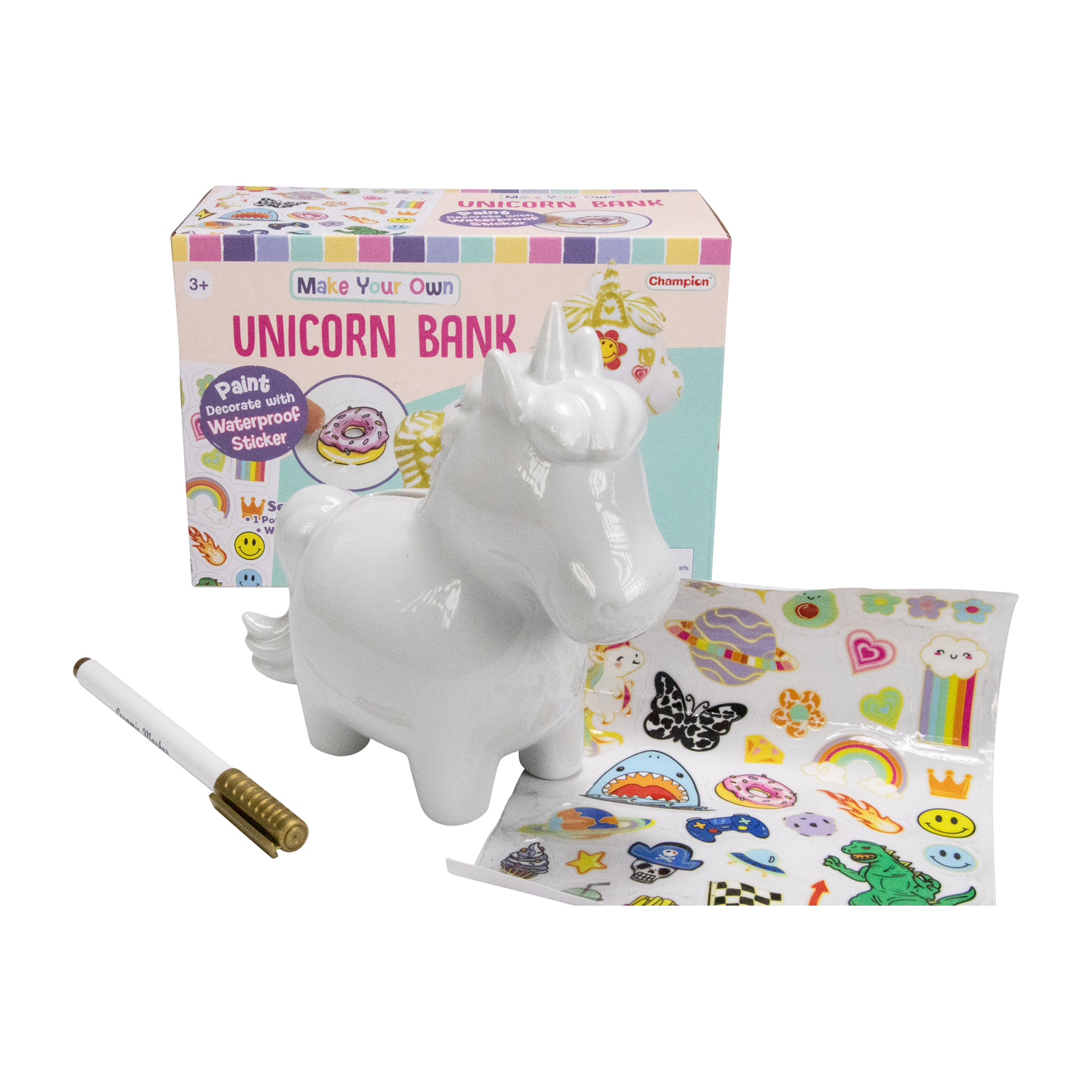 GICO Kinder DIY Einhorn Figur Spardose zum Bemalen Mädchen Jungen Kinder Geschenk Bastelset zum selber basteln und gestalten DIY-854