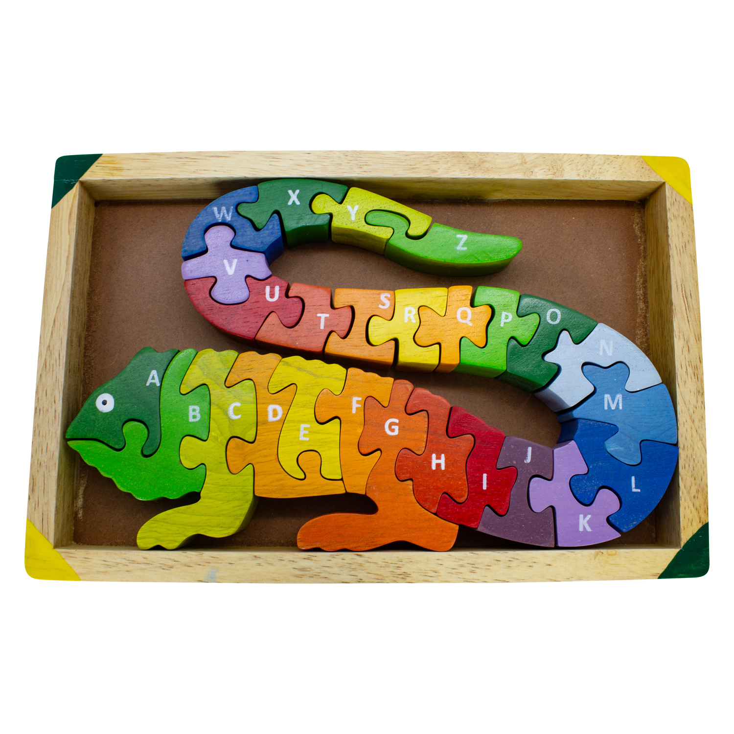 A-Z Puzzle Chamaeleon, Alphabet 26 -tlg Holz lasiert - 2902