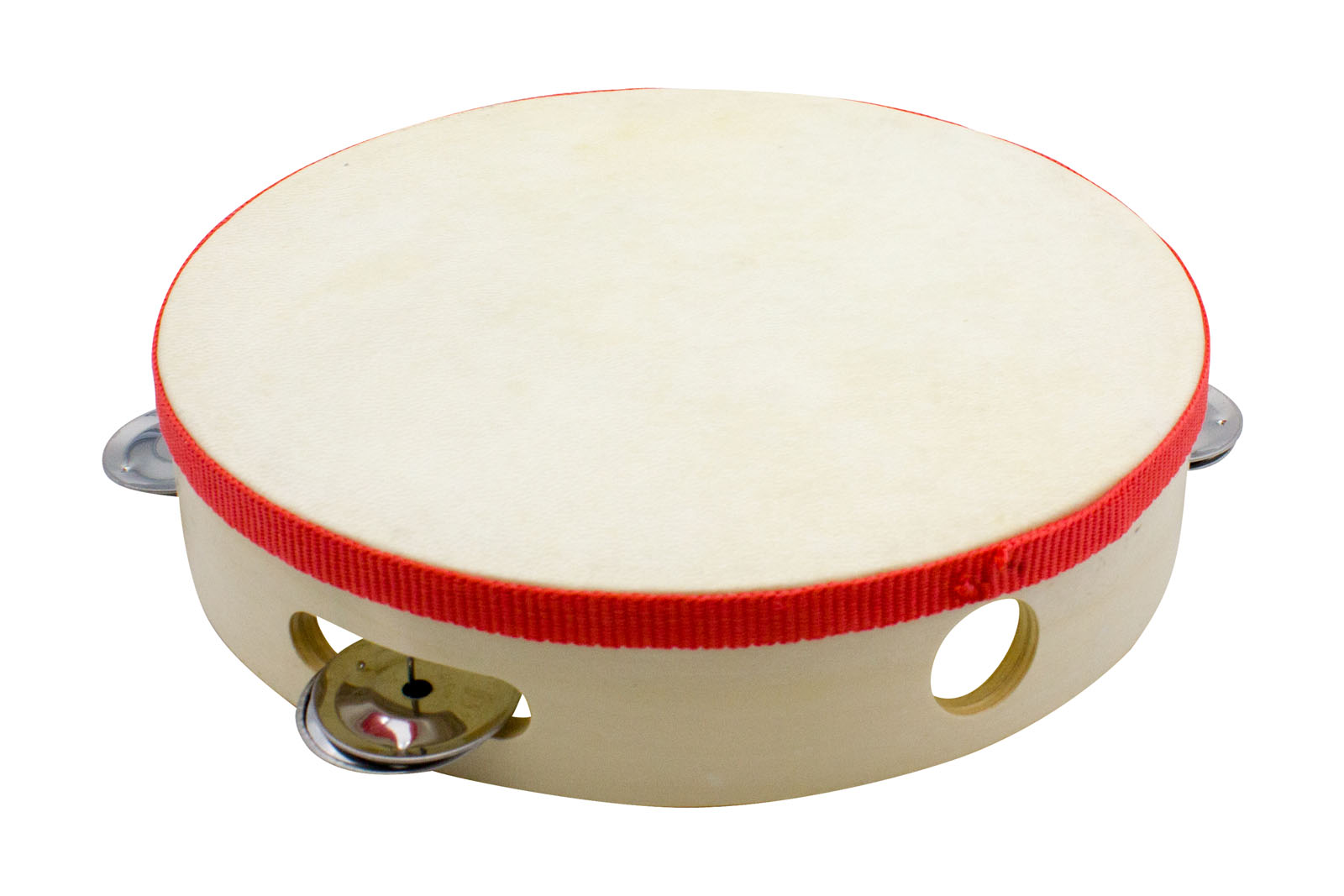 Tamburin Handtrommel Musikinstrument für Kinder D: 20 cm aus Holz mit 5 Schellen - 3833