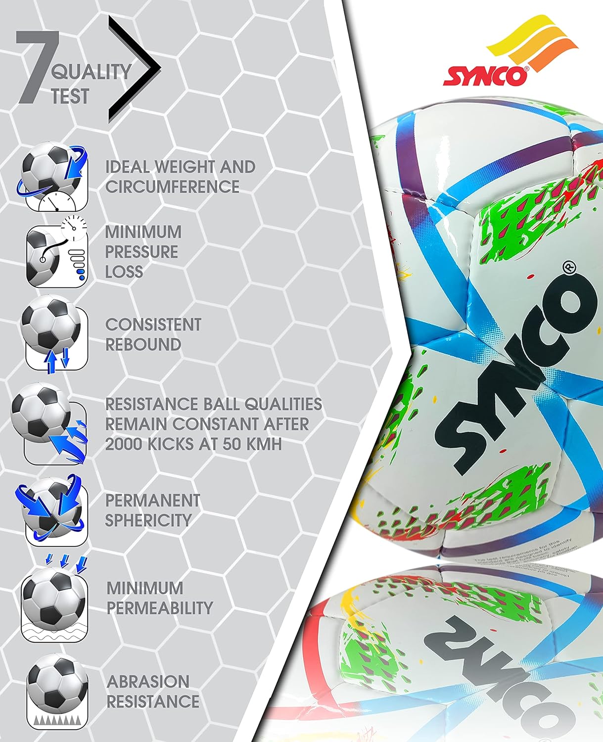 Synco Fußball Gr 5 – Handgenäht  Hydra-LockTech, FIFA Basic zert.1001